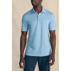 Faherty Movement Polo Mens XL Blue Surfboard Geo Pique Stretch Shirt